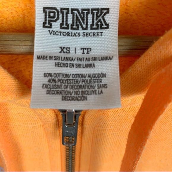 PINK Orange Zip Up Sweatshirt Jacket Size XS - Picture 7 of 8
